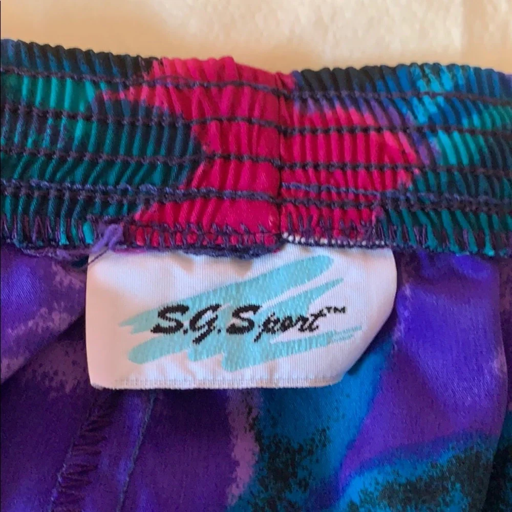 SG Sport Purple Pink Floral Elastic Waist Skirt - Picture 4 of 7